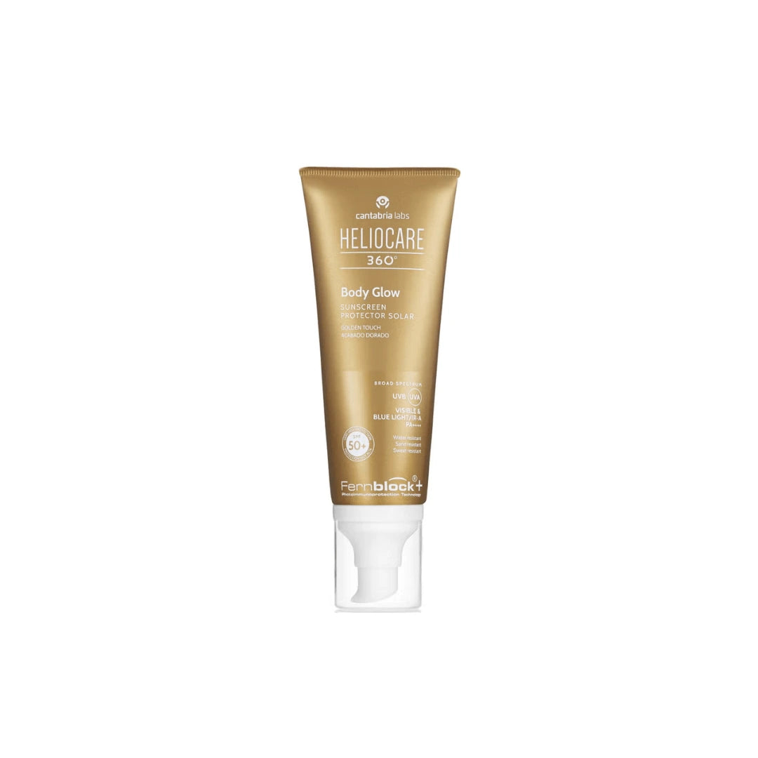 helicare 360 body glow suncream bottle spf50+
